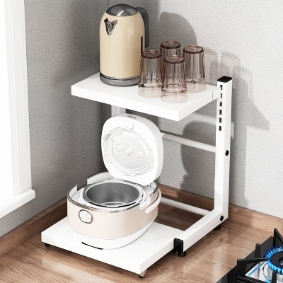 厨房空气炸锅置物架电饭锅小家电收纳层架可调节多功能台面置物架