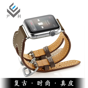 适用于苹果表带iwatch1/2表带Cuff二代手双扣apple watch表带真皮