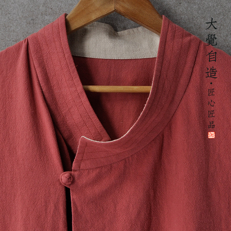 ORIGINAL SPRING AND AUTUMN LINEN TANG SUIT CHINESE STYLE MENS COTTON AND LINEN JACKET CHINESE STYLE BUCKLE LARGE SIZE HANFU ZEN TEA TOP