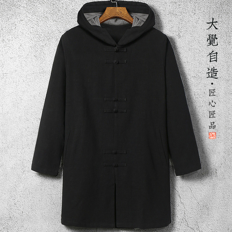 原创中国风春季宽松连帽唐装外套