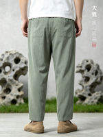 Dajue Original linen pants for men, Chinese-style loose zipper straight-leg pants, retro and versatile casual pants for men thumbnail 6
