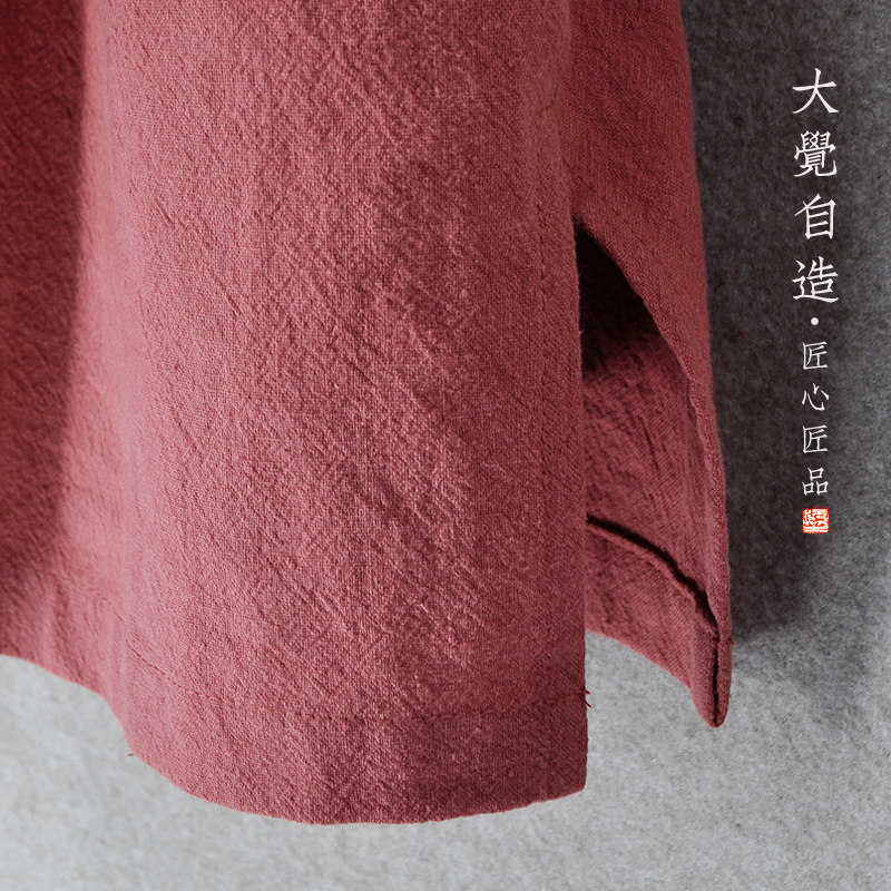 ORIGINAL SPRING AND AUTUMN LINEN TANG SUIT CHINESE STYLE MENS COTTON AND LINEN JACKET CHINESE STYLE BUCKLE LARGE SIZE HANFU ZEN TEA TOP