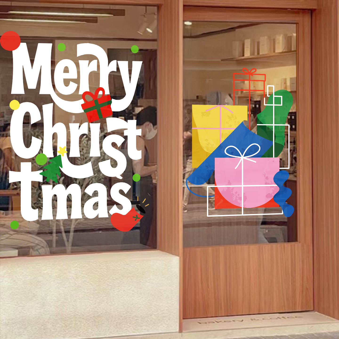 圣诞快乐贴纸装饰门贴玻璃圣诞