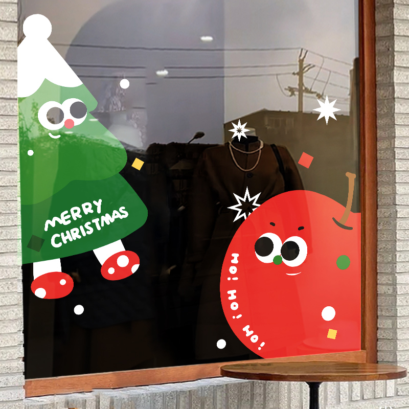 圣诞节橱窗静电玻璃贴门贴纸