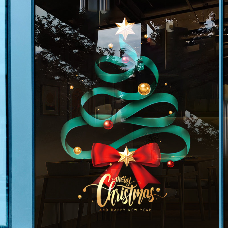圣诞节装饰场景布置静电玻璃