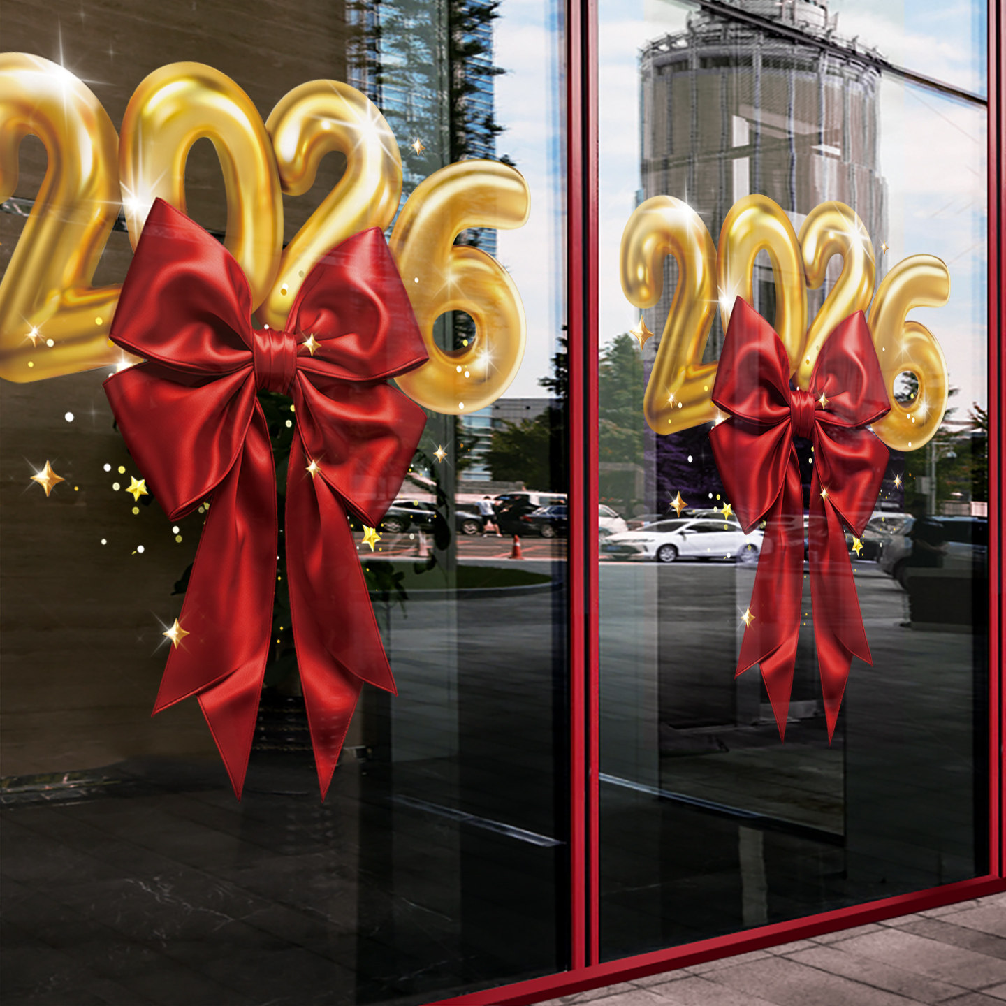 新年装饰店铺橱窗玻璃贴纸纸