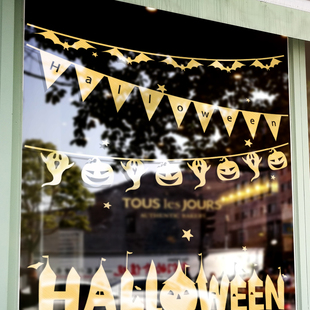 速发圣节装饰贴纸商动场景司置南瓜灯主题公布节庆活场氛围装扮窗