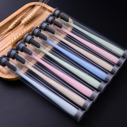 88vip40支小麦成人竹炭牙刷软毛家用 秸秆细软毛家庭装多地包邮