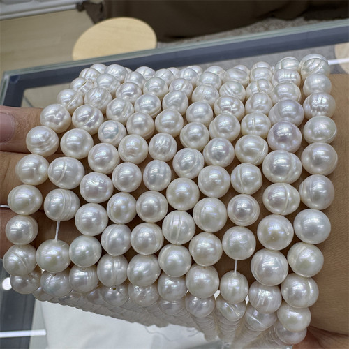 螺纹珍珠项链白色淡水珍珠