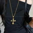 复古十字架吊坠项链女y2k甜酷辣妹长款 轻奢高级感配饰 毛衣链时尚