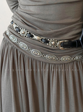 美式复古腰链女2025新款设计感腰带皮带小众高级感百搭牛仔裤配饰