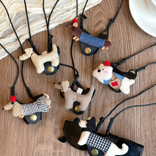 可爱卡通腊肠狗长款 墨镜挂绳项链女高级感挂脖便携眼镜夹收纳配饰