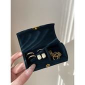 轻奢精致迷你首饰收纳盒女款 出差旅行便携戒指项链珠宝丝绒饰品盒