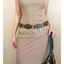 美式复古棕色铆钉蝴蝶腰带女2025新款配牛仔裤皮带百搭连衣裙腰链