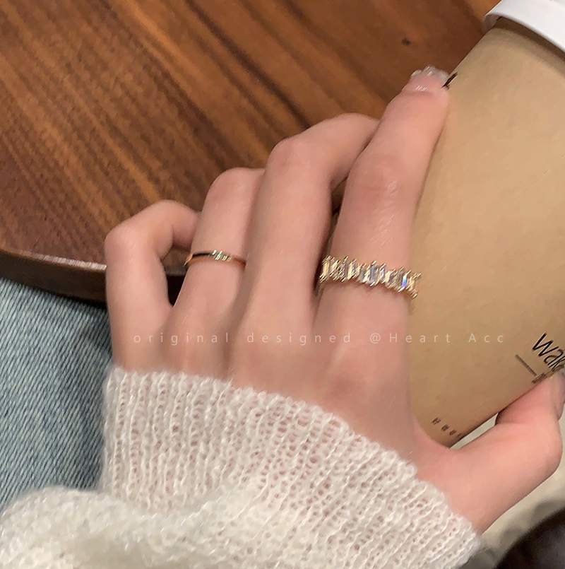 高级感锆石开口戒指尾戒