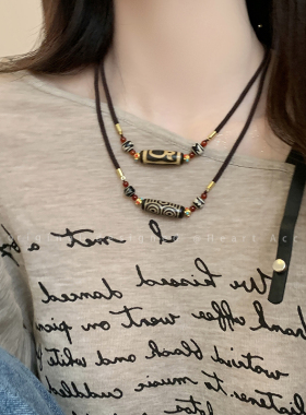 民族风藏式九眼天珠项链女小众高级感新款配饰新中式复古毛衣链男