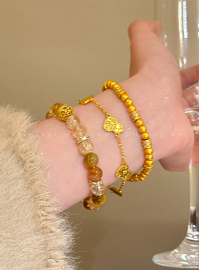 金色碎冰冰葫芦叠戴手链女轻奢高级感精致手串气质百搭高颜值手饰