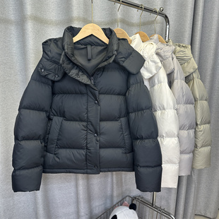 lulu同款高端95白鸭绒短款羽绒服女2025冬季新款加厚可拆卸帽外套