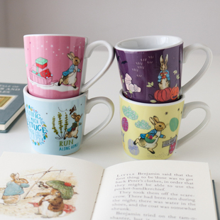 外贸尾单田园风可爱碎花彼得兔马克杯咖啡杯牛奶杯水杯卡通兔儿童