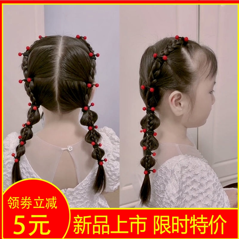 儿童头绳女橡皮筋扎头发小女孩小号发圈大红豆高弹力耐用女童发绳