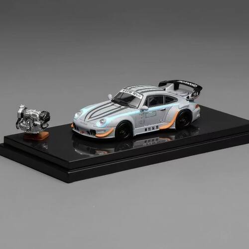 现货MotorHelix MH 1:64 保时捷RWB993 摩陀娑罗合金汽车收藏模型
