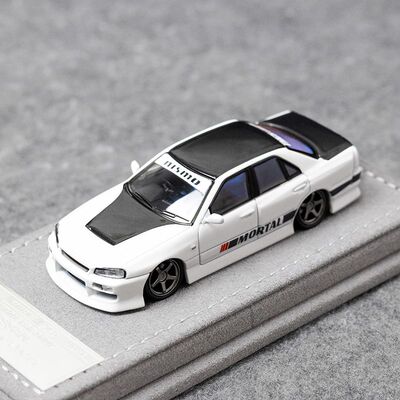 Mortal 1:64 尼桑ER34白色碳盖版马来西亚展会版仿真合金汽车模型