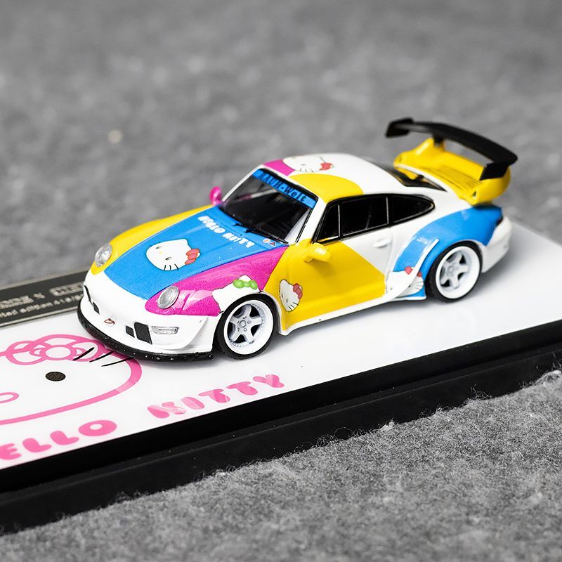 Decode 1:64保时捷RWB964 helloKitty猫仿真合金汽车模型收藏摆件