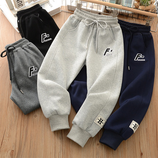 男童裤子春秋款2024新款儿童运动裤中大童纯棉不加绒卫裤薄款