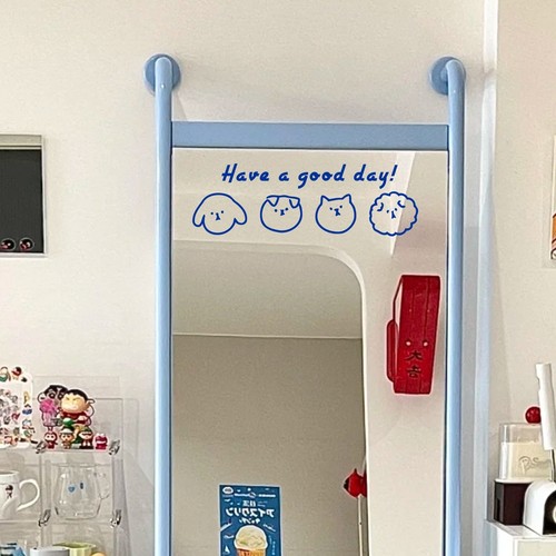 Have a good day卡通动物笑脸治愈家居装饰贴纸镜子玻璃门装饰