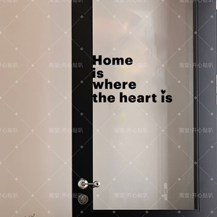 北欧简约英文home is where心之所属即是家创意玻璃门家居装贴纸