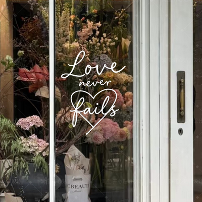 英文love never fails欧式高级感橱窗镜子氛围感装饰贴纸画