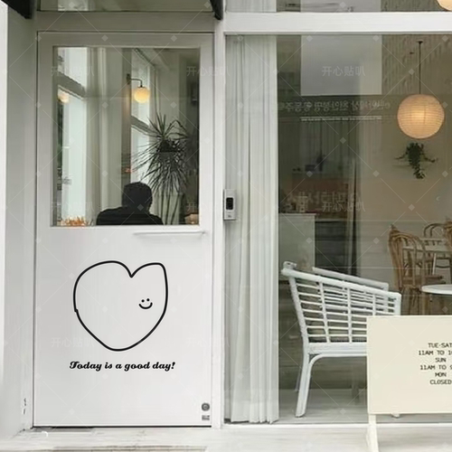 ins韩式简约today is a good day爱心笑脸店铺橱窗玻璃门装饰贴纸