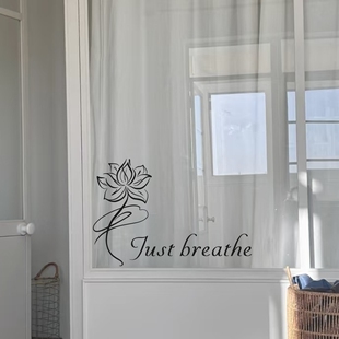 饰贴纸 莲花图案瑜伽冥想工作室创意玻门镜子装 Just breathe