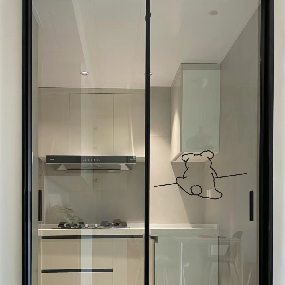 可爱攀爬小狗小猫咪厨房玻璃移门防撞贴纸 ins风简约线条卡通贴纸,家居饰品,文化墙贴,淘宝优惠券,粉丝福利购,淘宝优惠卷