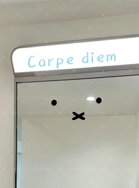 可爱字体奶油风carpe diem 及时行乐创意家居装饰贴纸镜子贴纸