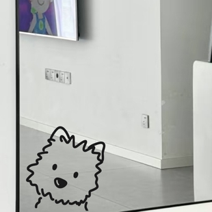 卡通西高地小狗狗创意玻璃门镜子墙角个性装饰贴纸