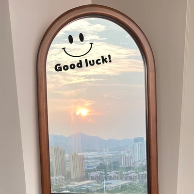 治愈系笑脸good luck创意家居装饰贴纸玻璃门镜子马桶装饰贴纸