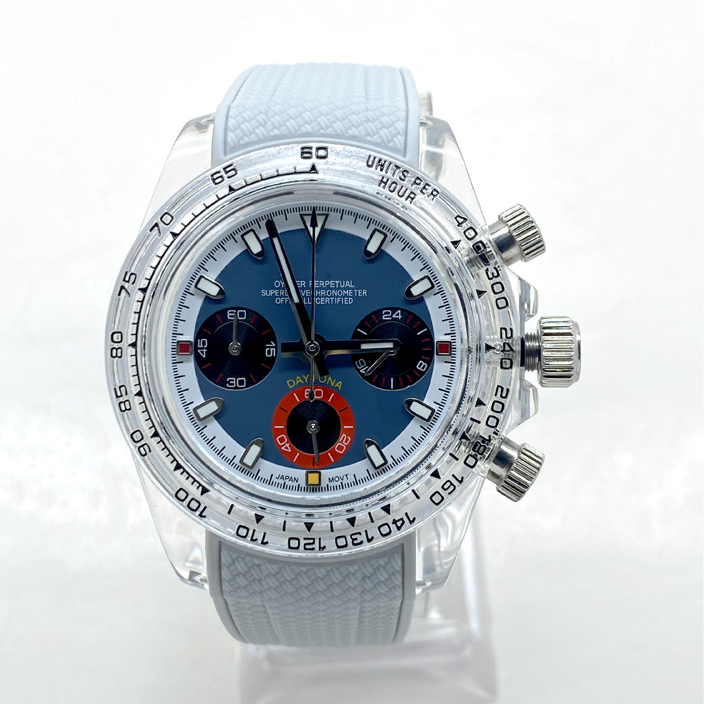thumbnail for VK63 Acrylic Quartz Sports Watch Men's Sapphire Glass Rubber Strap Chronograph Watch