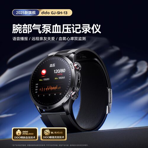 DIDO GJSH13智能血压手表血糖心电尿酸血脂心率健康蓝牙通话手环