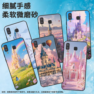 适用三星C7手机壳C9Pro防摔SamsungJ4Plus油画城堡SM G8870耐磨GalaxyA21s保护套 J610F三星A6s高级感SM