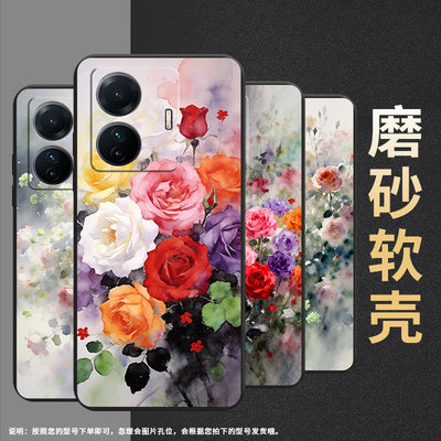 适用vivoT1Snapdragon680版手机壳防摔5G国外版159商务viv0尚磨砂壳蔷薇花viviT1Snapdragon778g保护套