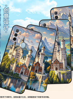 适用OPPOA17手机壳4G国外硅胶CPH2471黑色A53S男女CPH2073软壳0pp0A32超薄雄伟的城堡A38高级PEHM00保护套