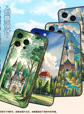 适用OPPOA5手机壳CPH2735防摔0pp0K12s全包F29保护套PKT110耐磨Reno13Pro硅胶OPPOFindX8S+商务油画城堡