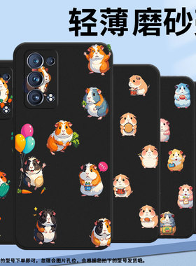 适用OPPOReno6ProSnapdragon手机壳全包边0pp0Reno6Pro商务OPPOReno磨砂壳FindX2Neo时尚Q版豚鼠保护套