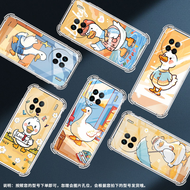 适用vivoX50Pro手机壳X80Pro时尚卡通鸭子气囊壳vivix100ultra硅胶vivoX70Pro+高级vivoX100Pro保护套