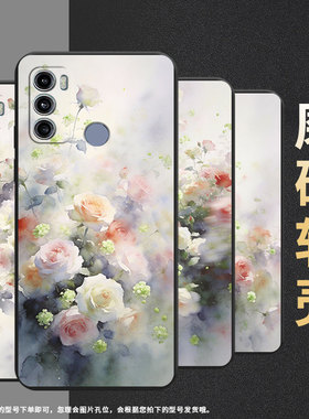 适用MOTOG72手机壳商务梦幻蔷薇花高级感MotorolaG60s磨砂壳摩托罗拉G66J全包边中国风MOTOG66Y男女保护套