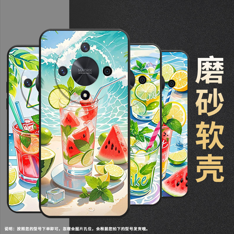 适用荣耀X9A手机壳ALI-NX1商务X9C黑色西瓜柠檬水X40防摔V40轻奢版ALI-AN00软壳V40Lite硅胶荣耀V40保护套