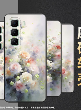 适用传音InfinixHot50手机壳商务Hot50Pro高级X6835梦幻蔷薇花InfinixHot50Pro+磨砂壳Hot50Pro超薄保护套