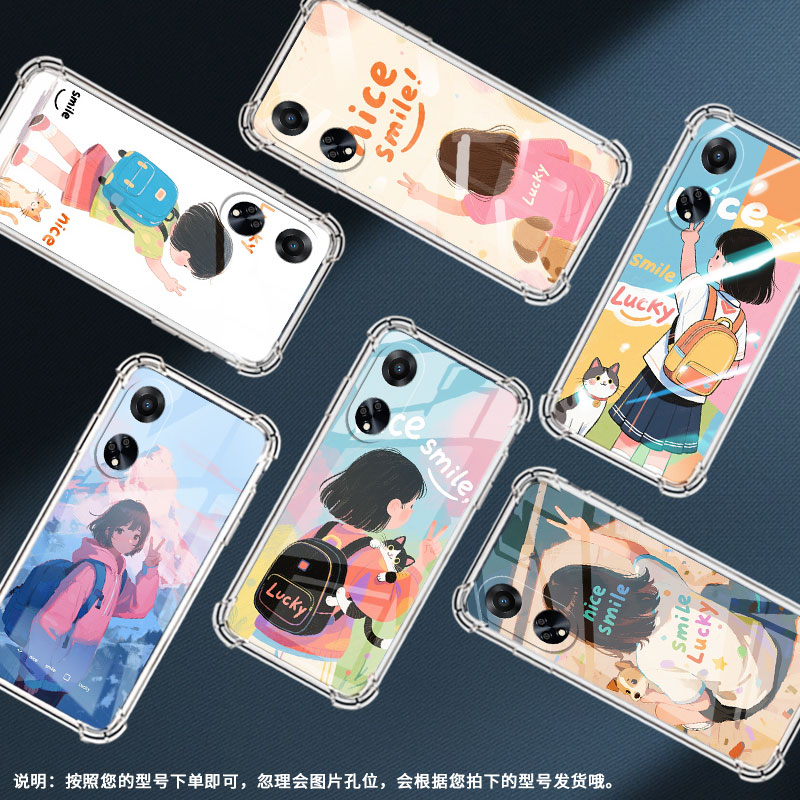 适用OPPOF9手机壳OPPOF19Pro防摔OPPOFindX5Lite女孩背影OPPOF19气囊壳0pp0FindX8S高级感全包商务保护套