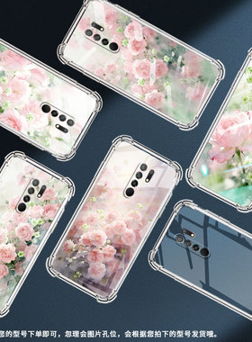 适用小米pocox6neo国外版气囊手机壳pocom2蔷薇花手机壳pocox4nfc四角防摔xiaomipocom2reloaded保护套